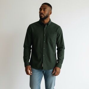 Untuckit "Canto" Forrest Green 100% Cotton Flannel Button-up L/S Shirt Mens XXL